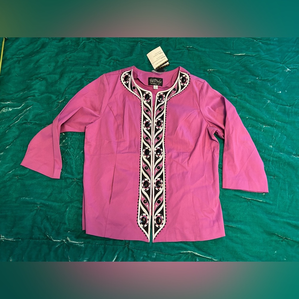 NWT Bob Mackie Purple Embellished Blouse/Jacket